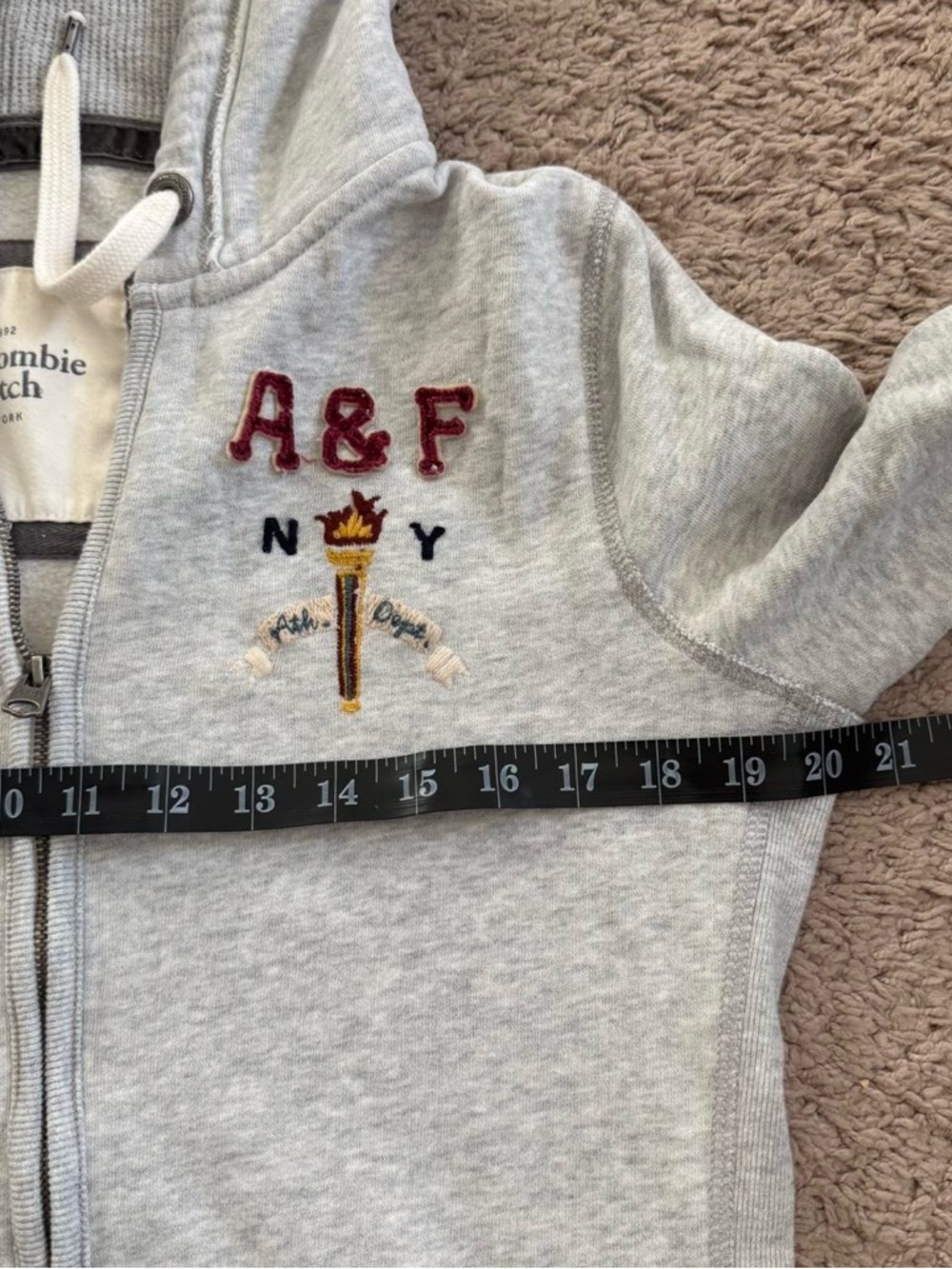 Abercrombie & Fitch Womens Light Gray Zip-Up Hoodie - Picture 3 of 7